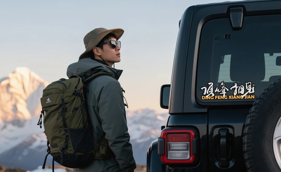顶峰相见-越野车贴-摩托车贴-中文书法车贴-户外旅行露营-山系