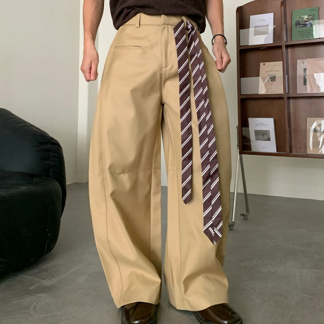 Holocene美式潮流百搭裤子男薄款阔腿休闲裤老钱风垂感西裤25310