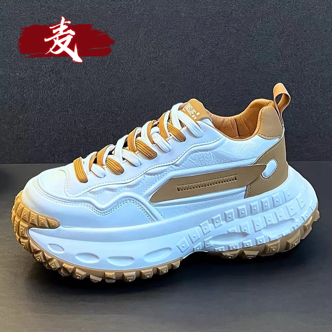 欧洲站2025新款休闲百搭春季高级感轮胎厚底内增高运动老爹鞋男鞋