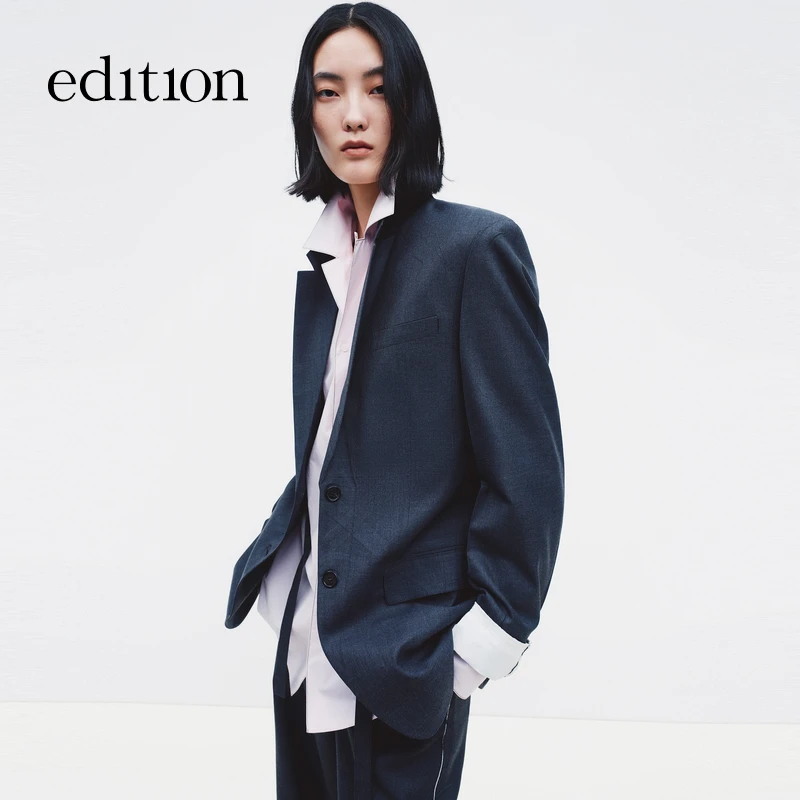 【商场同款】edition2026春季新款绵羊毛压痕西装外套#EBF1BLA014