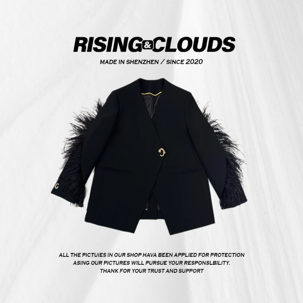 RISING&CLOUDS【小云姐】冬季南油新款舒适毛毛袖鹅绒西服120150