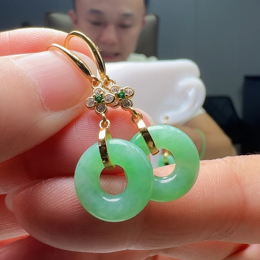 翡翠银S925镶嵌耳饰多样性发货其一