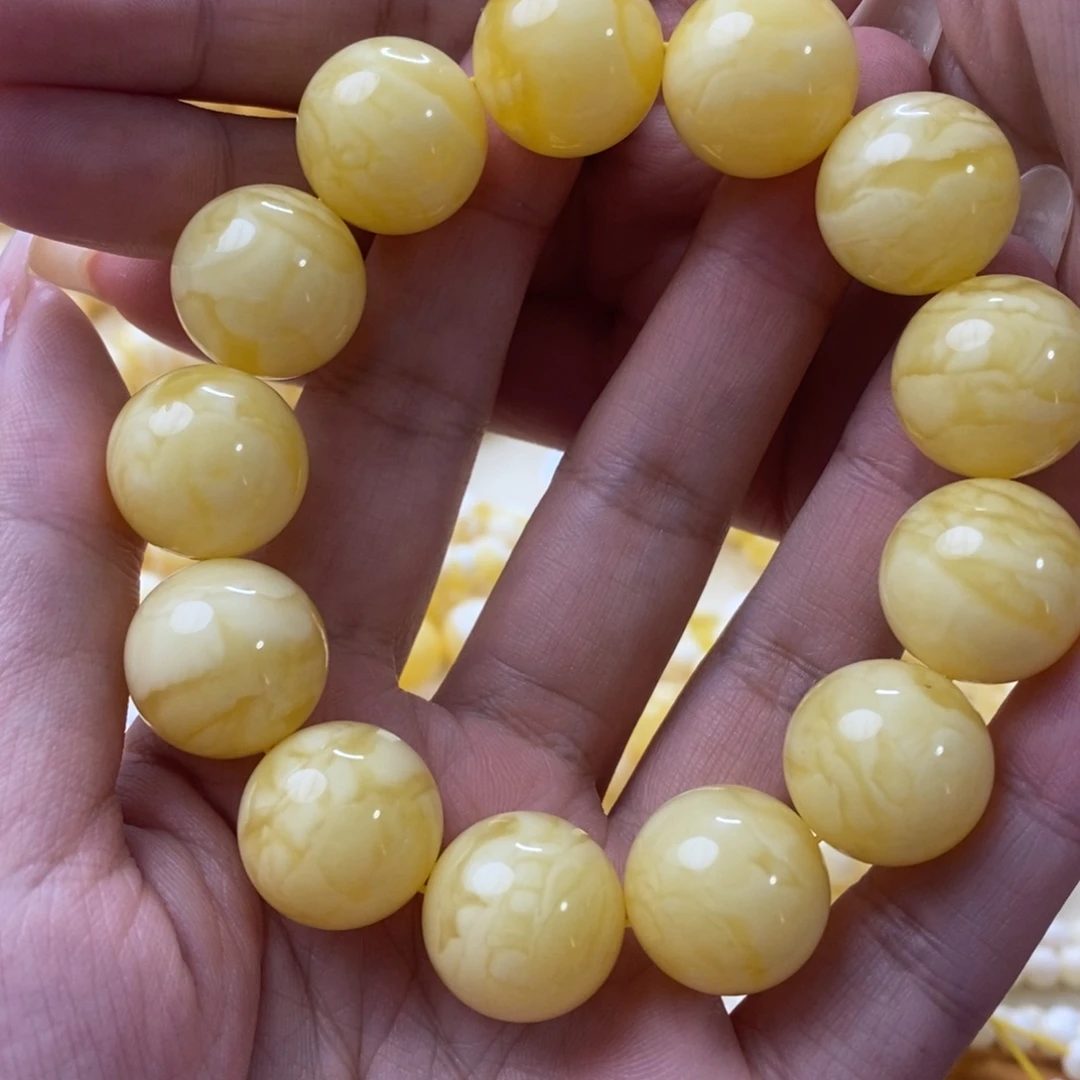 琥珀未镶嵌手串18m同料焦皮虎皮