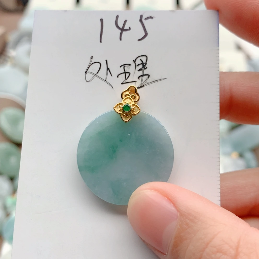 翡翠银S925镀金镶嵌颈饰吊坠