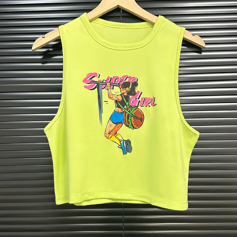 美式crossfit运动罩衫速干夏季健身撸铁显瘦背心训练女短款上衣