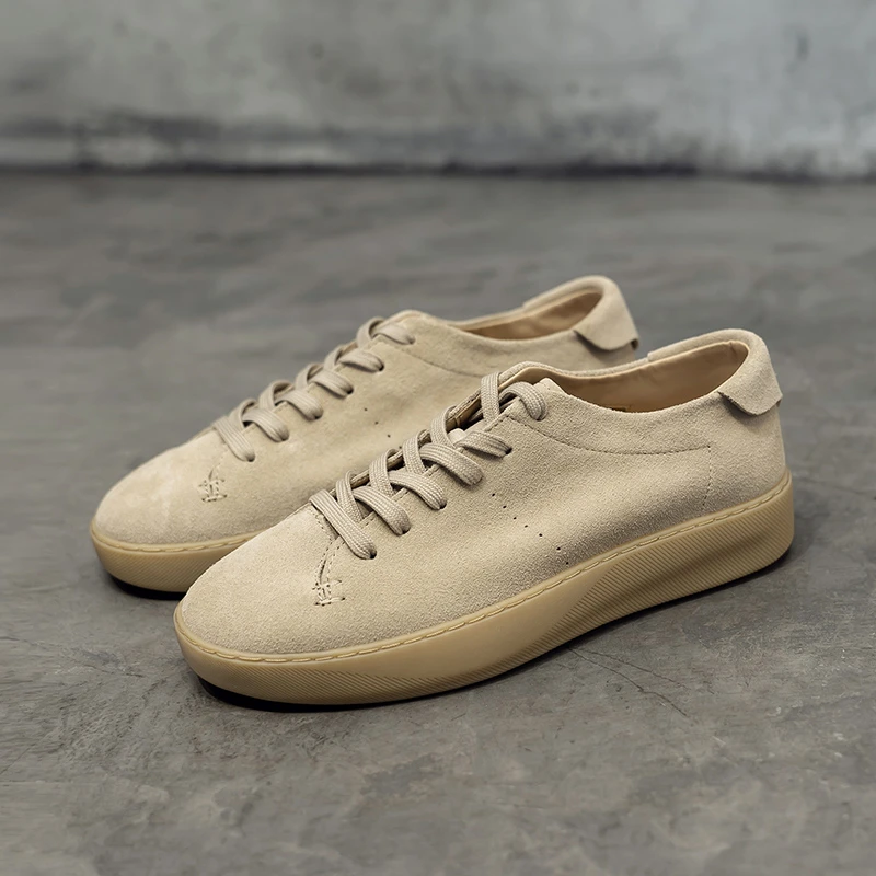 透气简约～圆头皮鞋男2025夏季新款真皮板鞋软底休闲低帮素面鞋男