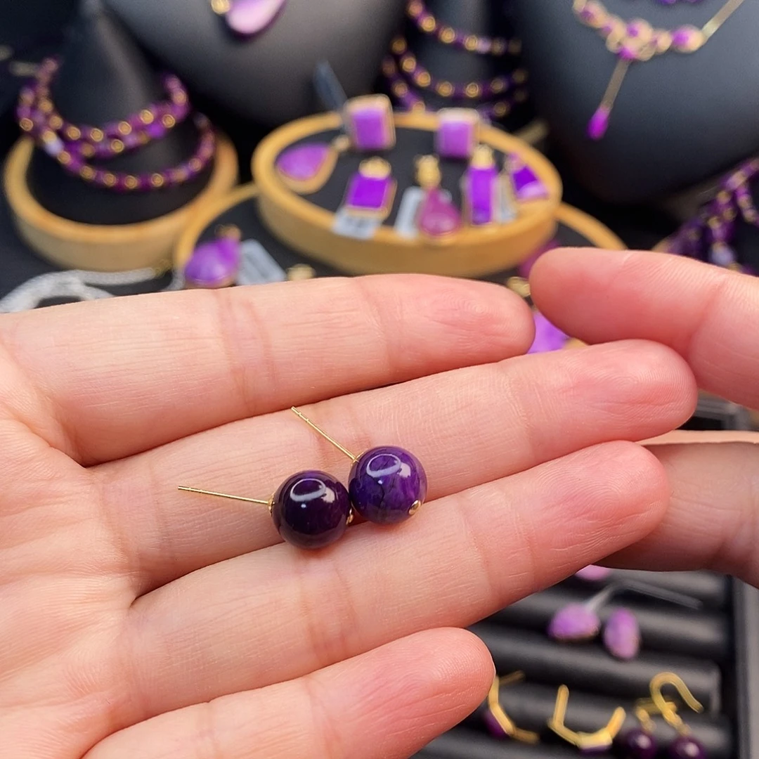 苏纪石（舒俱来）18K金镶嵌耳饰