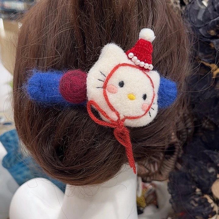 布艺非金属蓝色毛线懒人夹kt