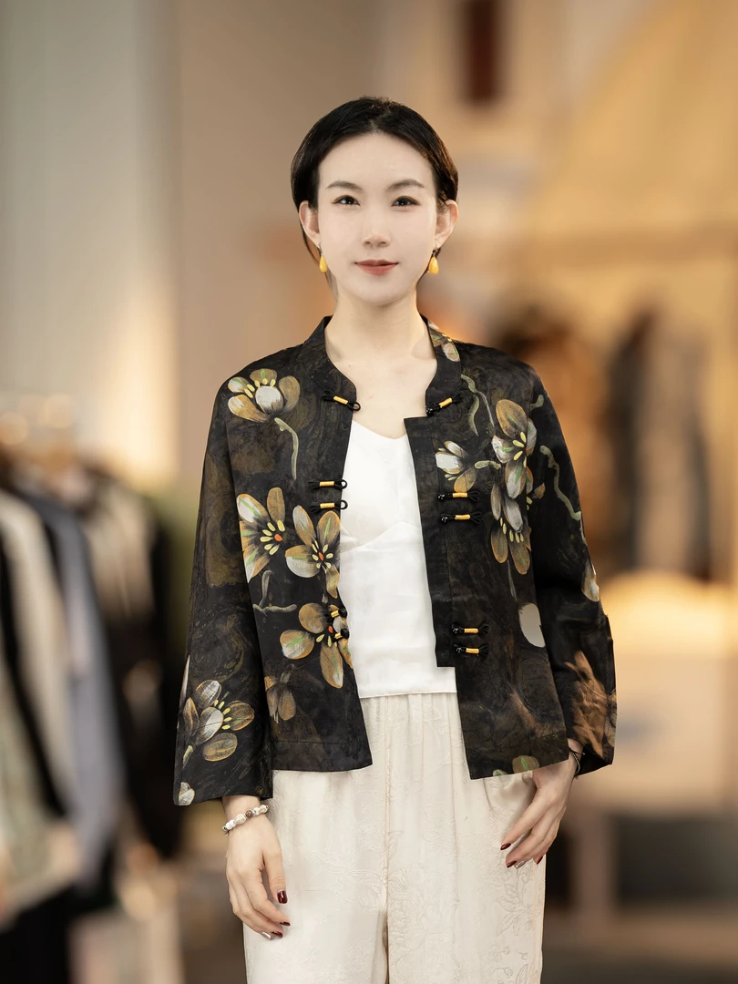 [黑色手绘花]中式新款国风外套开衫3049