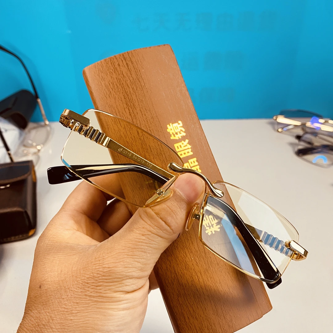 【无框竹叶青黄色水晶眼镜】高清耐磨护目中老年水晶老花镜