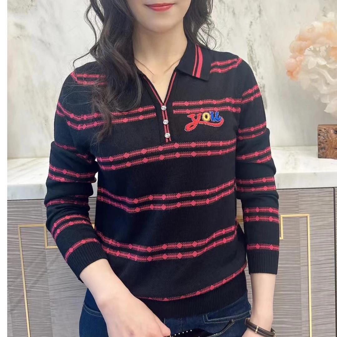 蒂薇娅高档女装君蒂翻领毛衣7828
