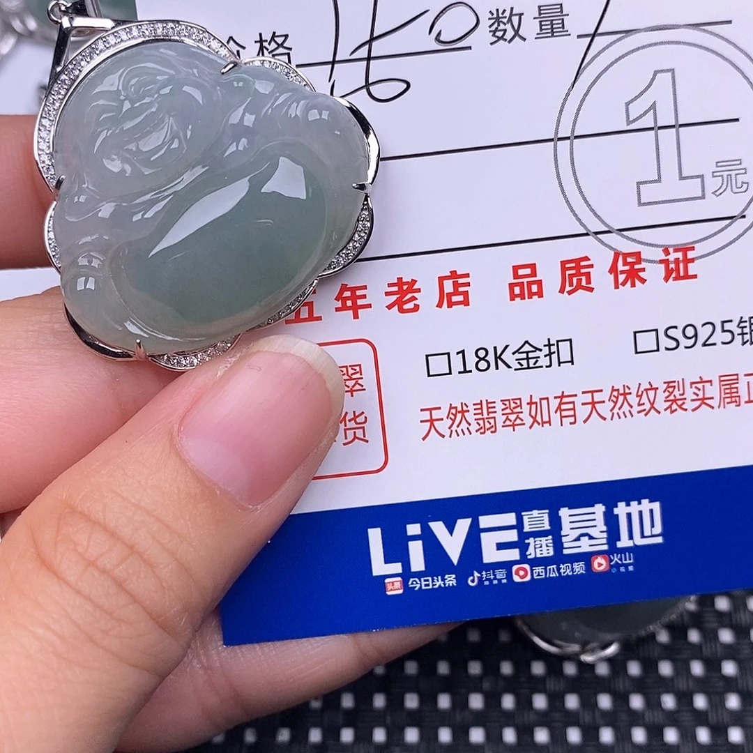 举***鸿翡翠银S925镶嵌颈饰