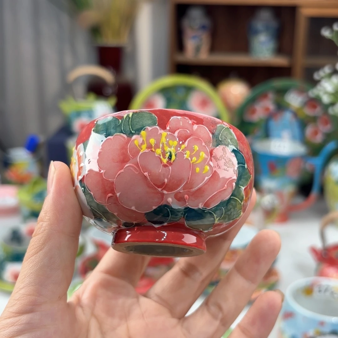 景德镇手绘高温釉下彩陶瓷茶具