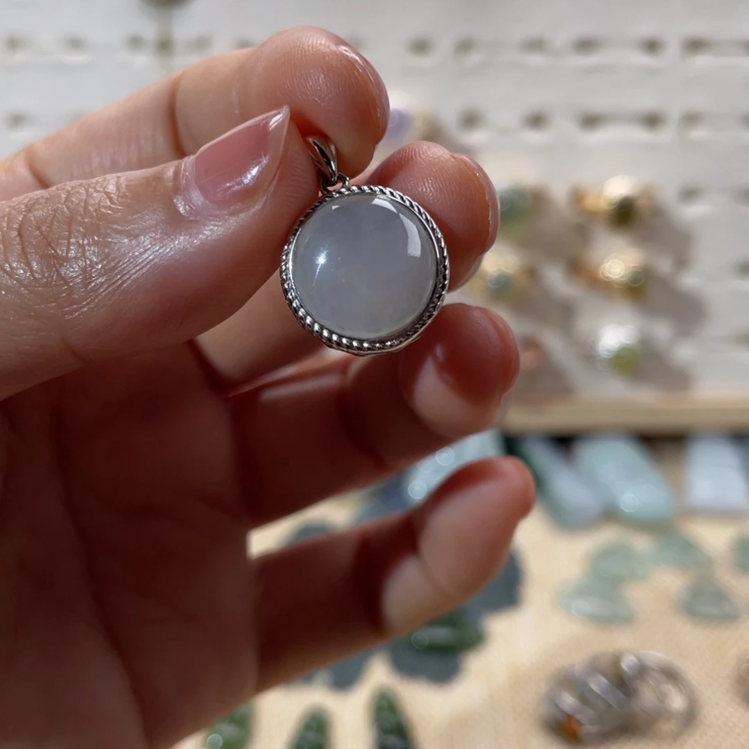 翡翠银S925镶嵌吊坠(不含链)