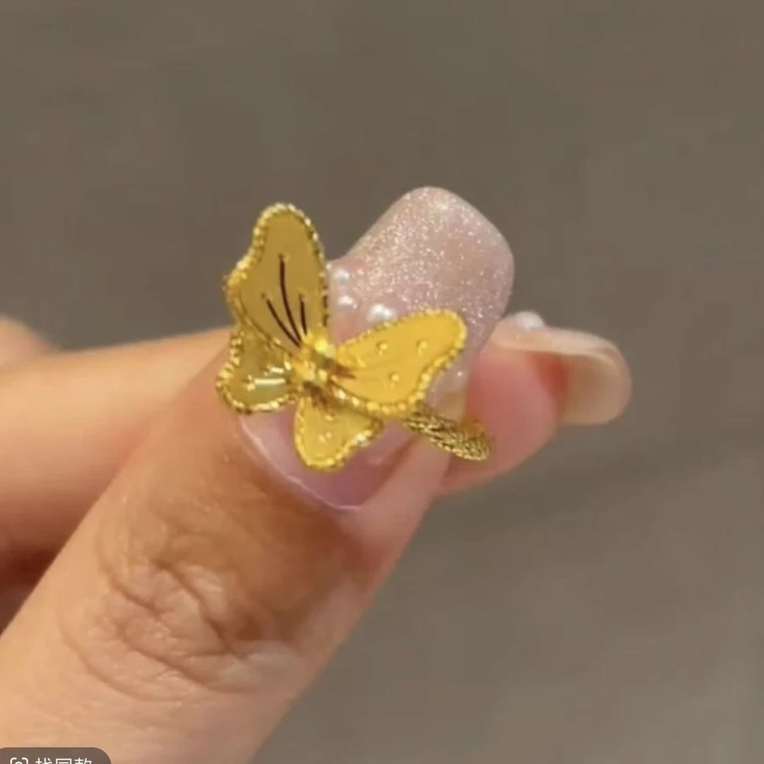 铜合金戒指 立体蝴蝶开口戒指