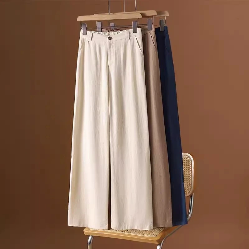 2025独特超好看裤子女夏薄款新款西装长裤高腰垂感气质休闲阔腿裤