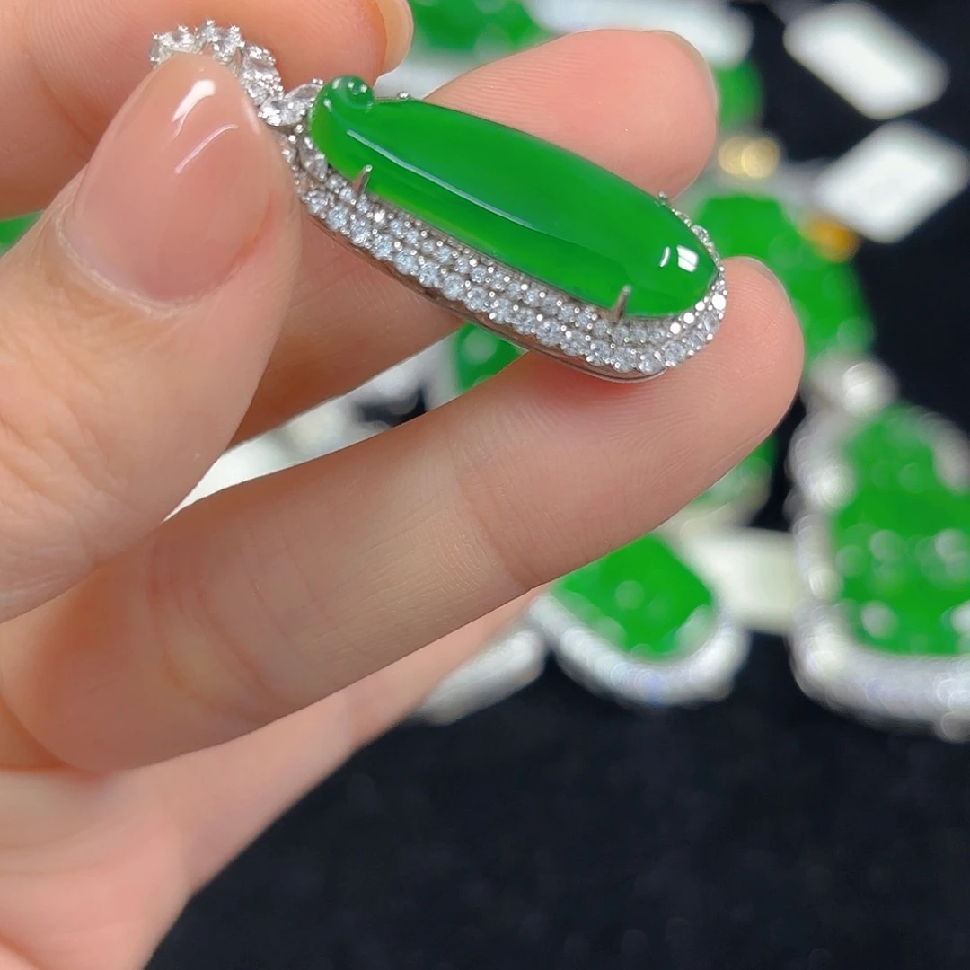 翡翠银S925镶嵌吊坠(不含链)