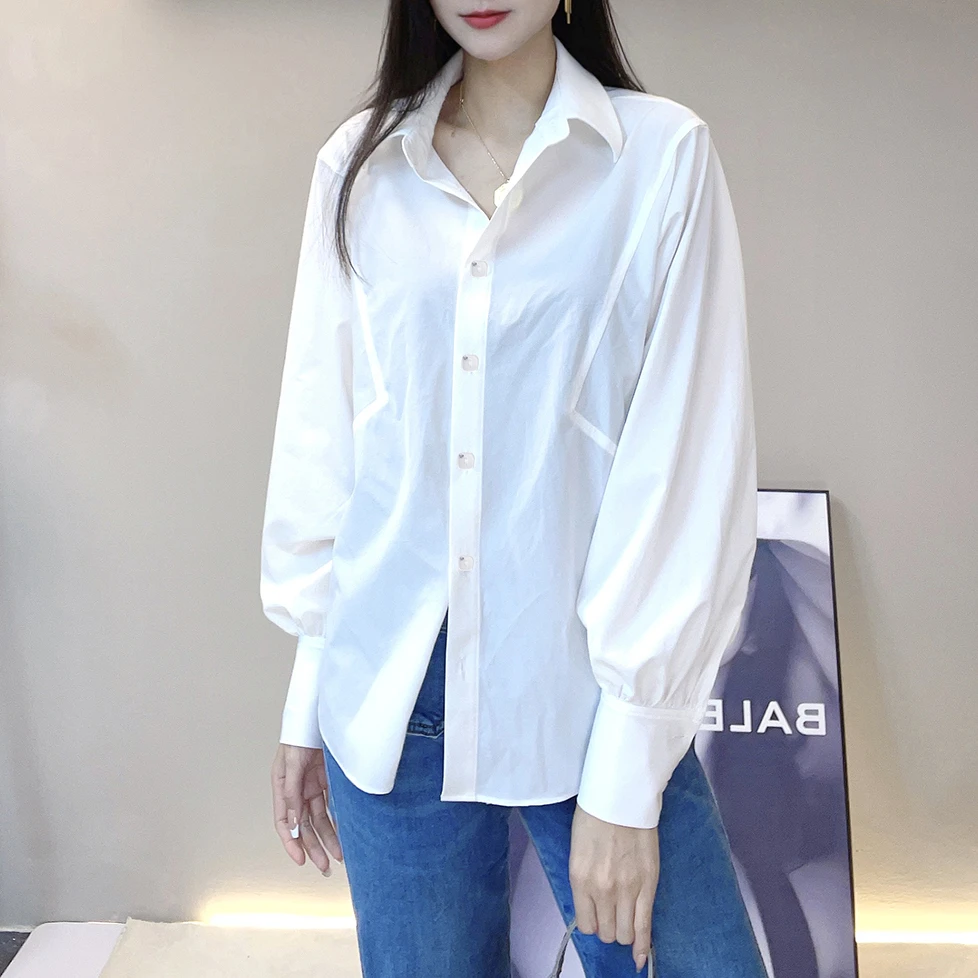 法式简约设计感宽松百搭衬衫女装2025新款  长袖别致上衣RC101