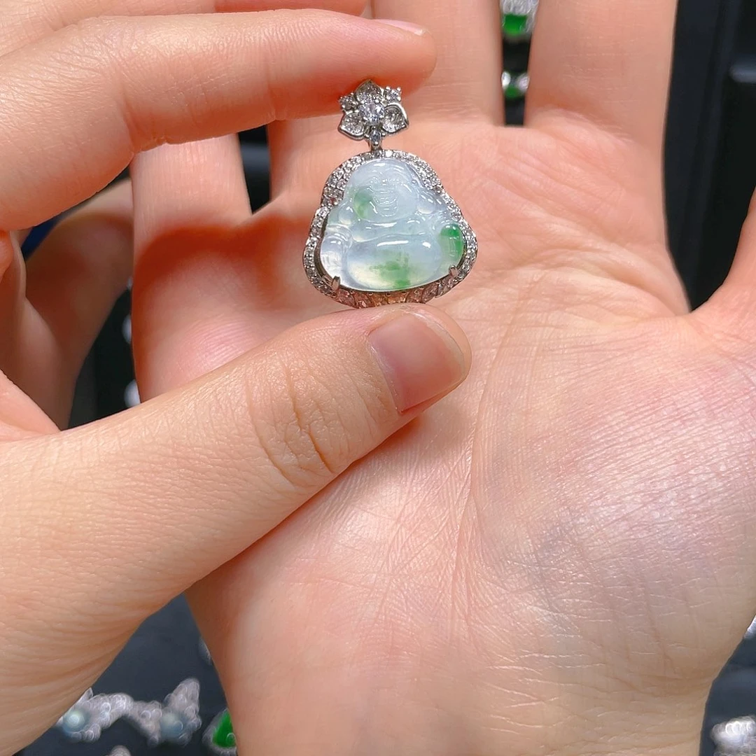 翡翠戒指银S925镶嵌吊坠