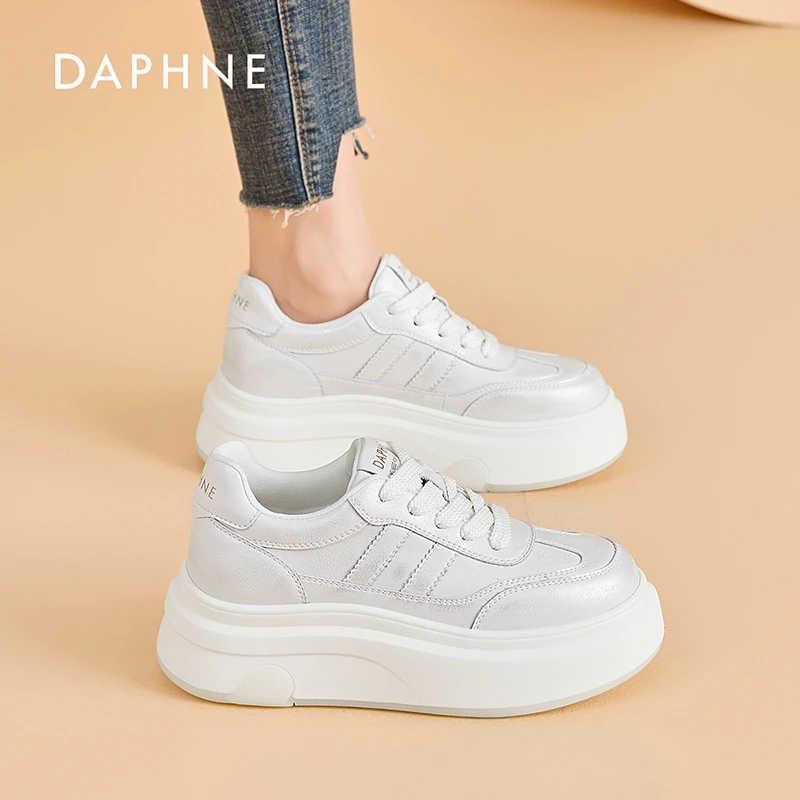 Daphne/达芙妮2025春季新款休闲厚底板鞋时尚复合底百搭小白鞋女