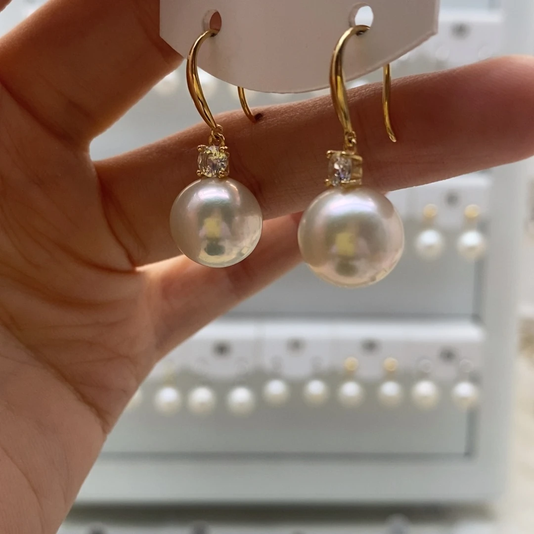 银S925镶嵌淡水珍珠耳饰