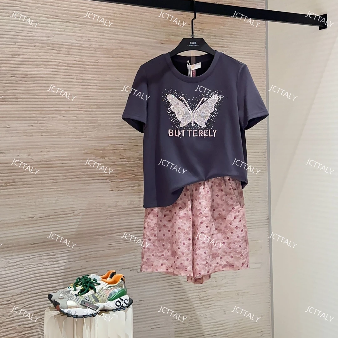 【宠粉价】夏季新款蝴蝶水钻微胖显瘦两件套裙裤TZ-223