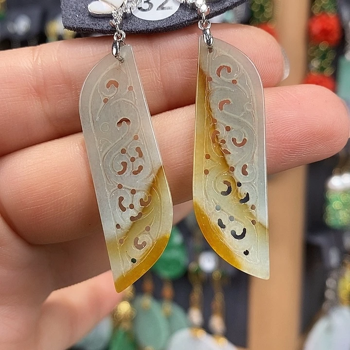 翡翠银S925镶嵌耳饰翡翠