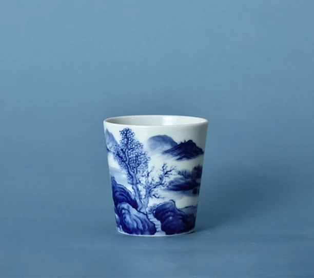 【百家笑谈孙建弘专属】【】厚力煊青花山水图可乐杯