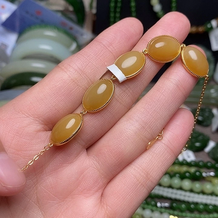 和田玉银S925镶嵌手链