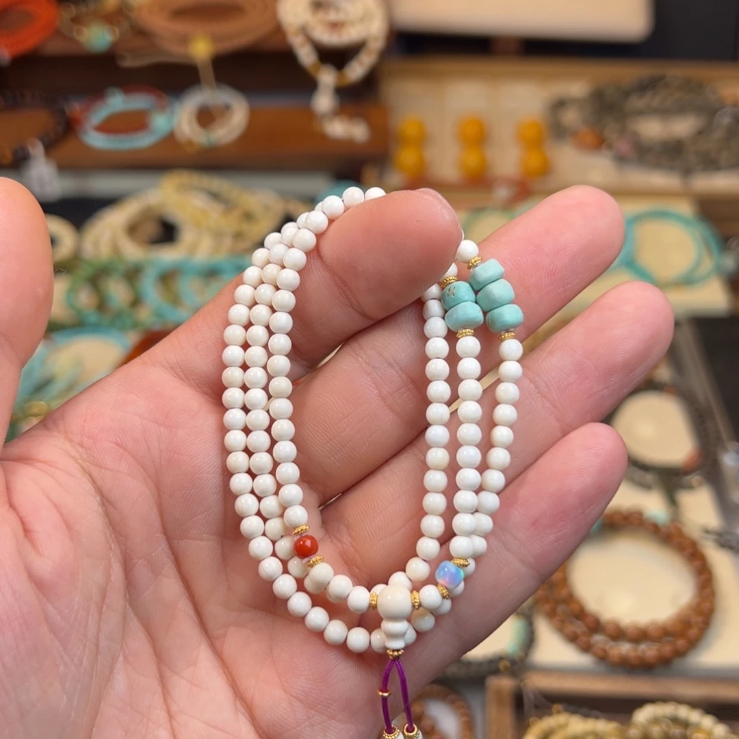 猛犸象牙圆珠手链设计款三圈