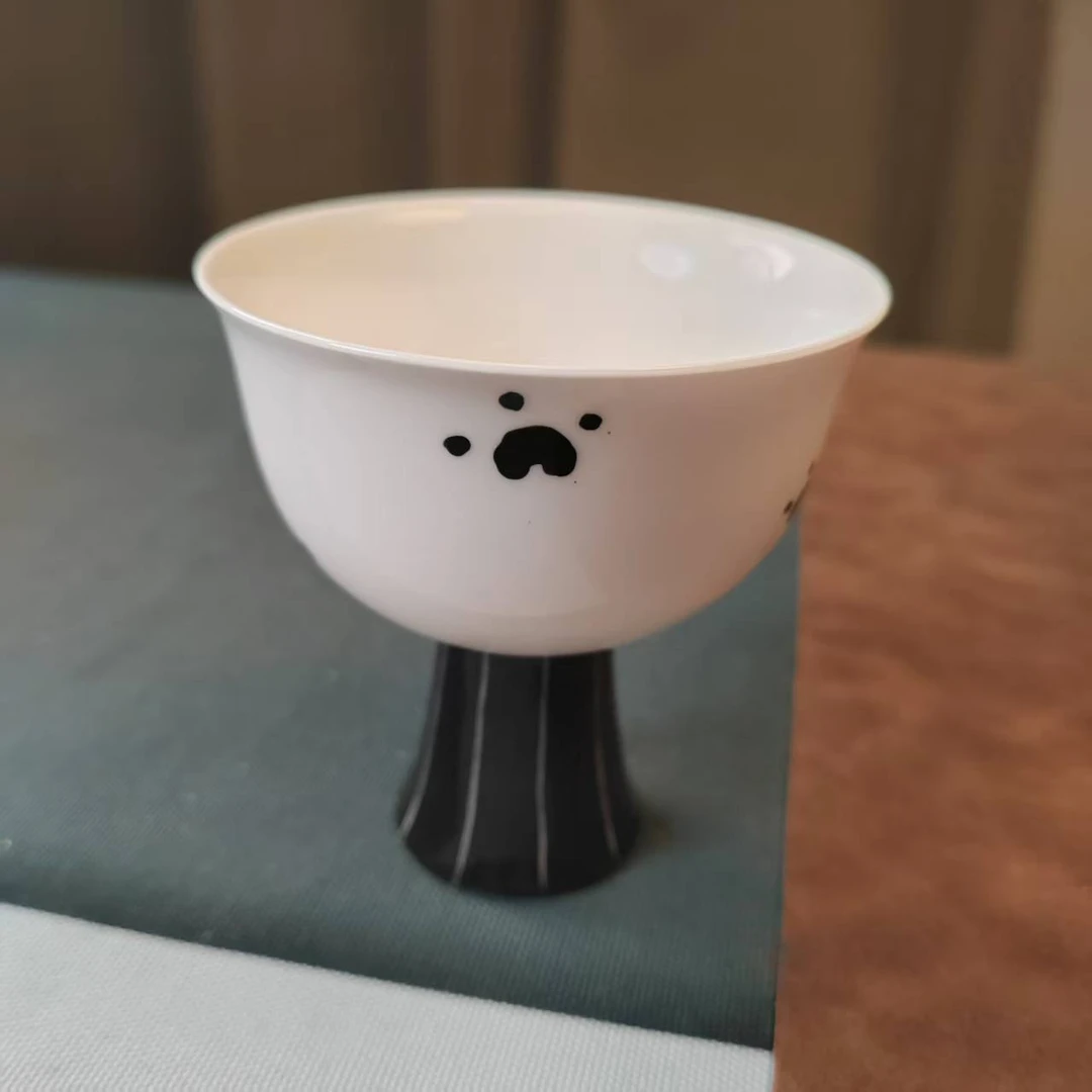 景德镇高温手工陶瓷猫抓高脚杯