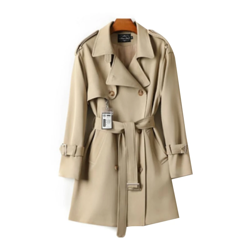 蓝海奕诺小个子百搭宽松气质风衣外套2025春季新款收腰系带女装潮