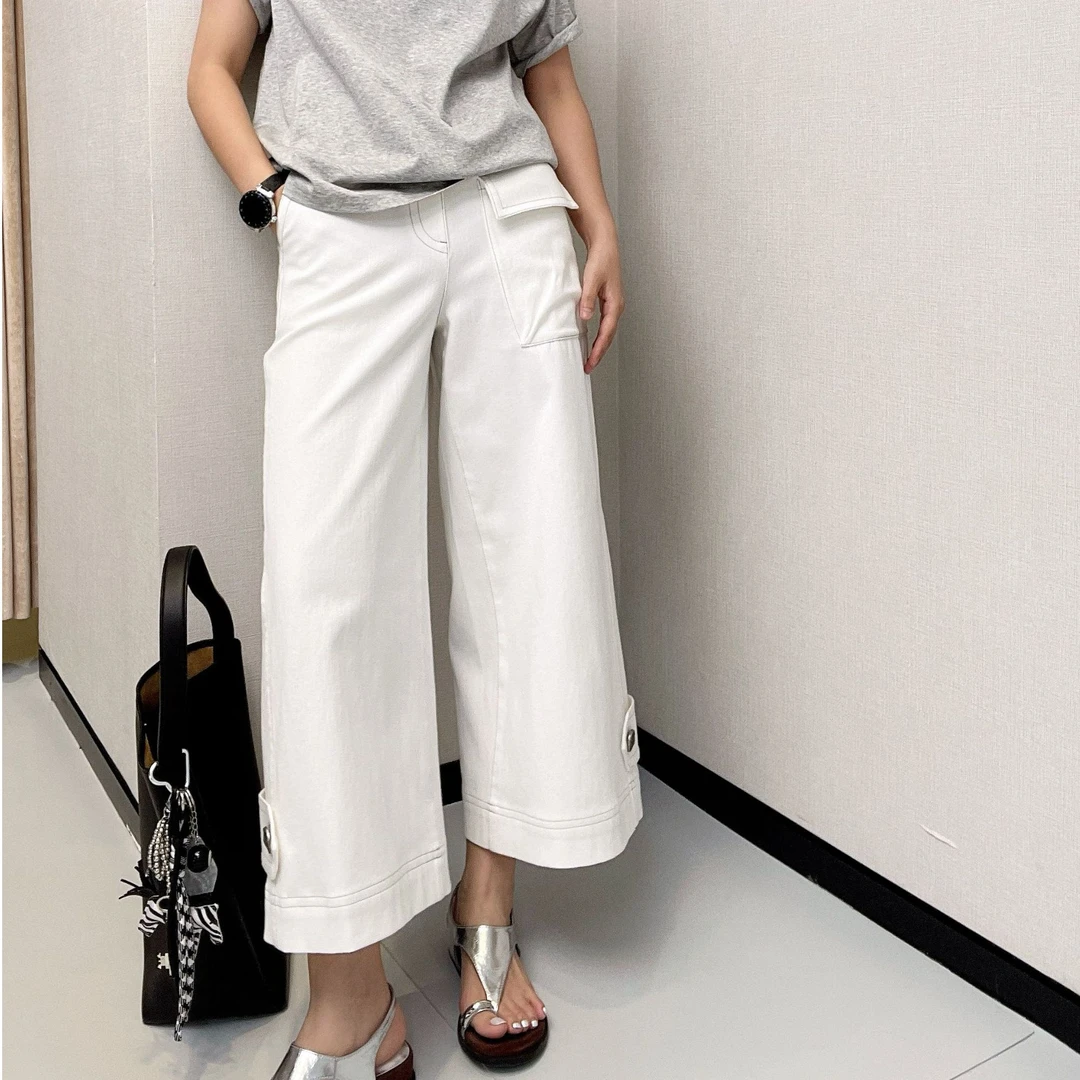 AMASS/阿玛施高街时尚复古显高显瘦工装剪刀阔腿牛仔裤   5100497