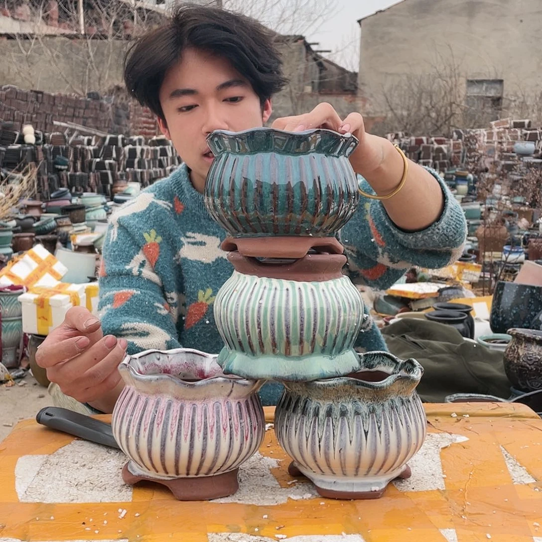 红陶宜兴紫砂花盆