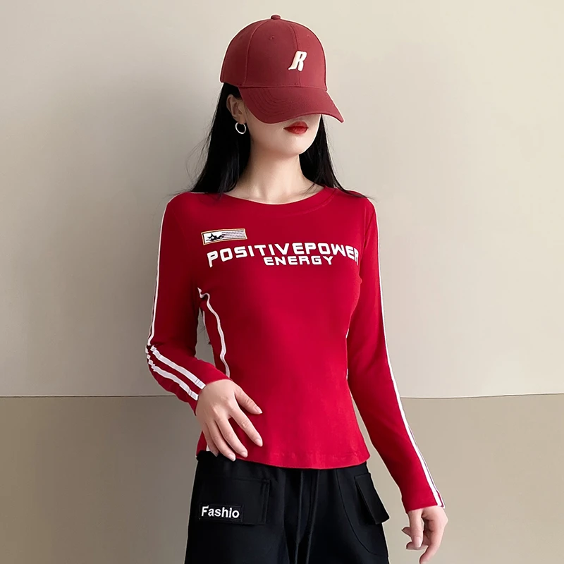 XVRV2025秋季跑步健身运动圆领长袖上衣时尚休闲服女