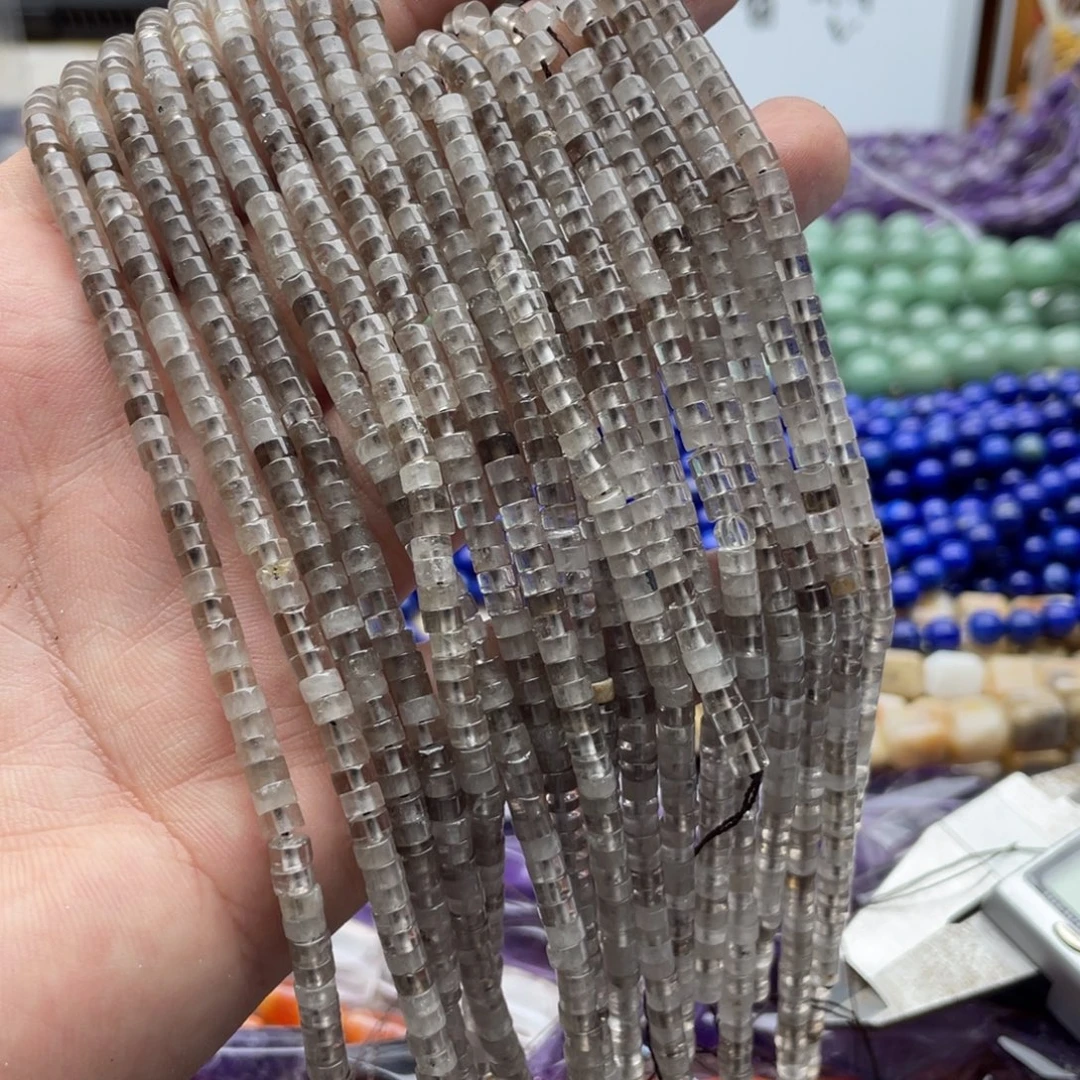 玛瑙/玉髓合金珠宝半成品一条装卡4mm茶晶直切隔片