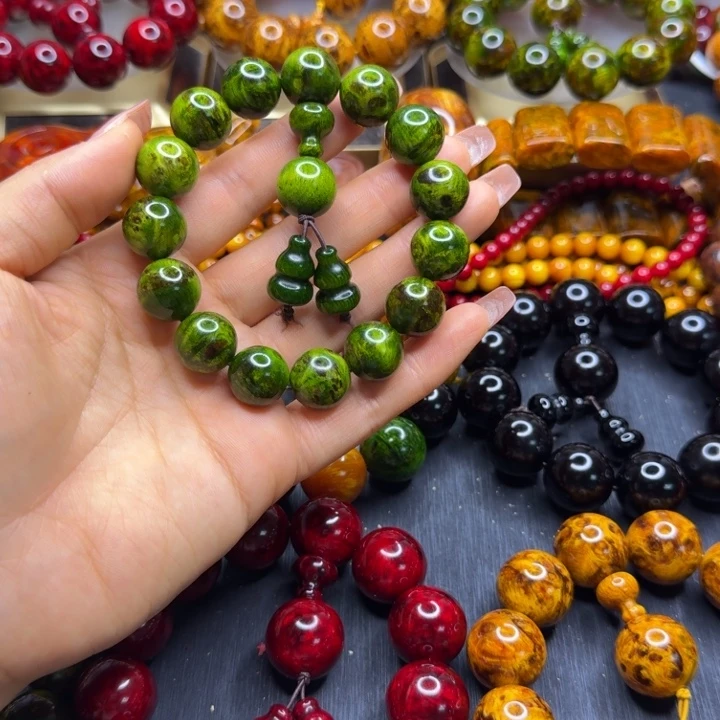 松木琥珀木文玩手串