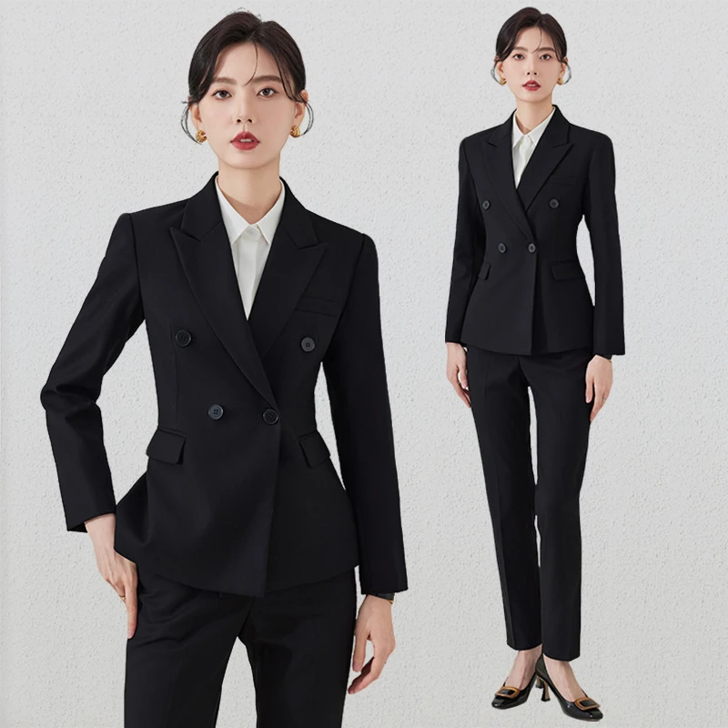 黑色西装外套女春秋高端职业正装干练气质工作服高级感小西服工装