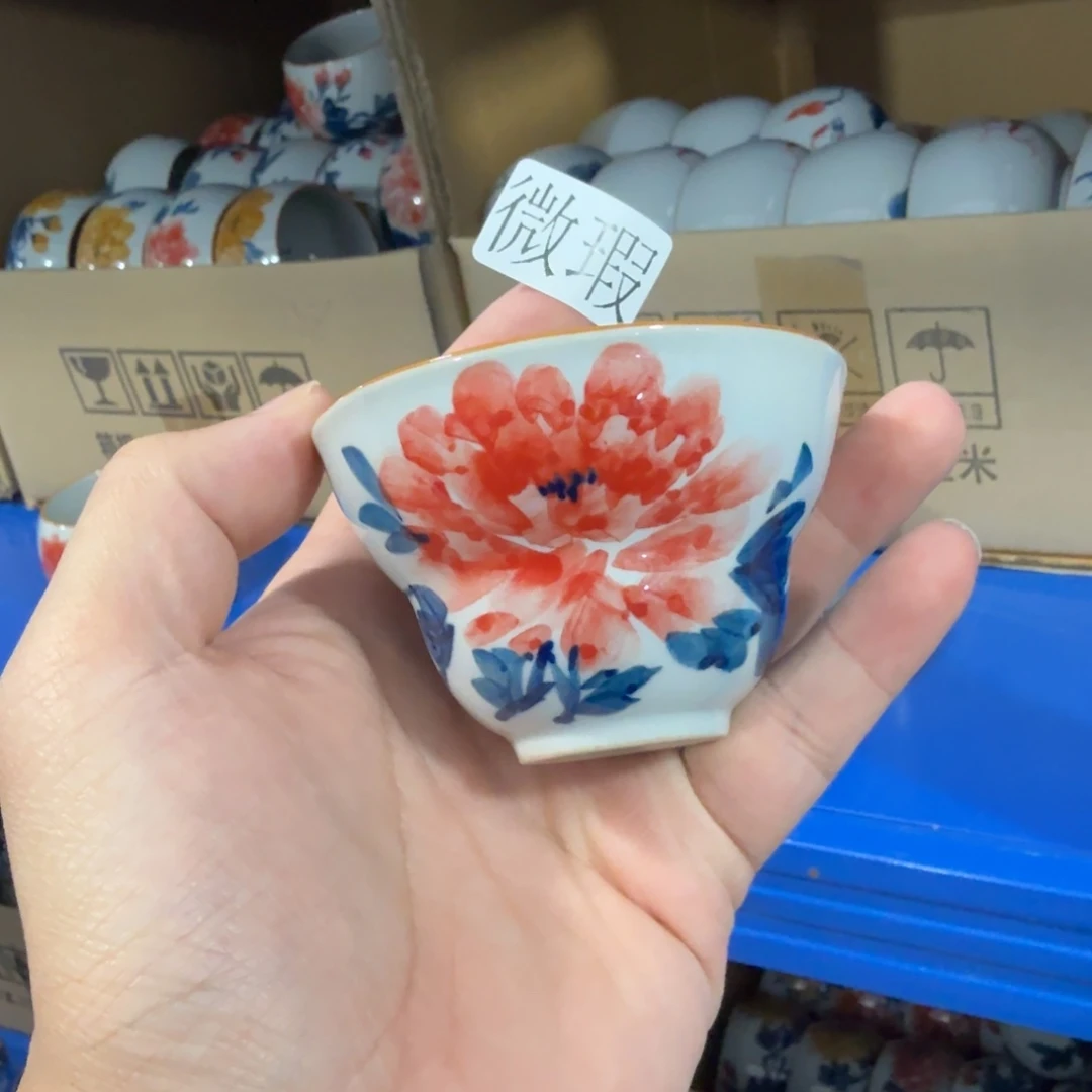 釉下手绘茶具微瑕