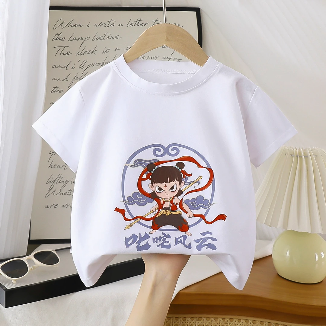 宽松大款百搭短袖宽松男夏季T恤男童中大童休闲半袖印花