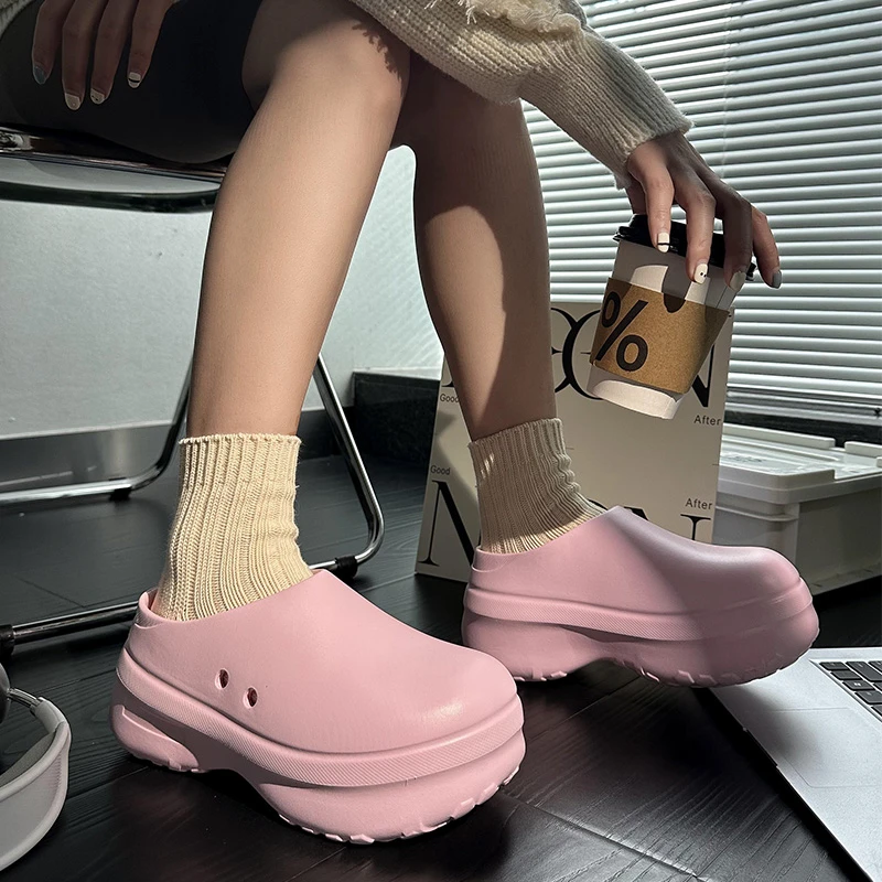 【可两穿】时尚厚底包头情侣拖鞋网红休闲夏季防滑ins居家日系9729