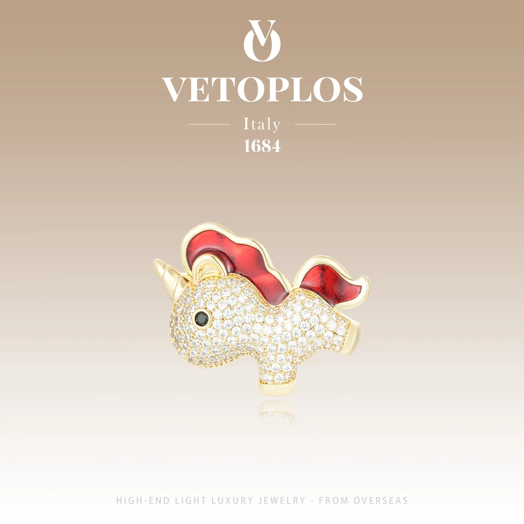 【福气小马】vetoplos艺术款新年可爱小马胸针F3085