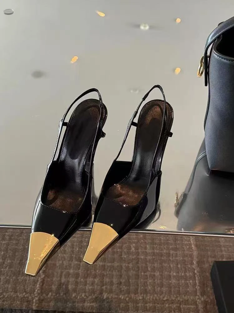 【R·YING】25早春新款y金属扣高跟鞋