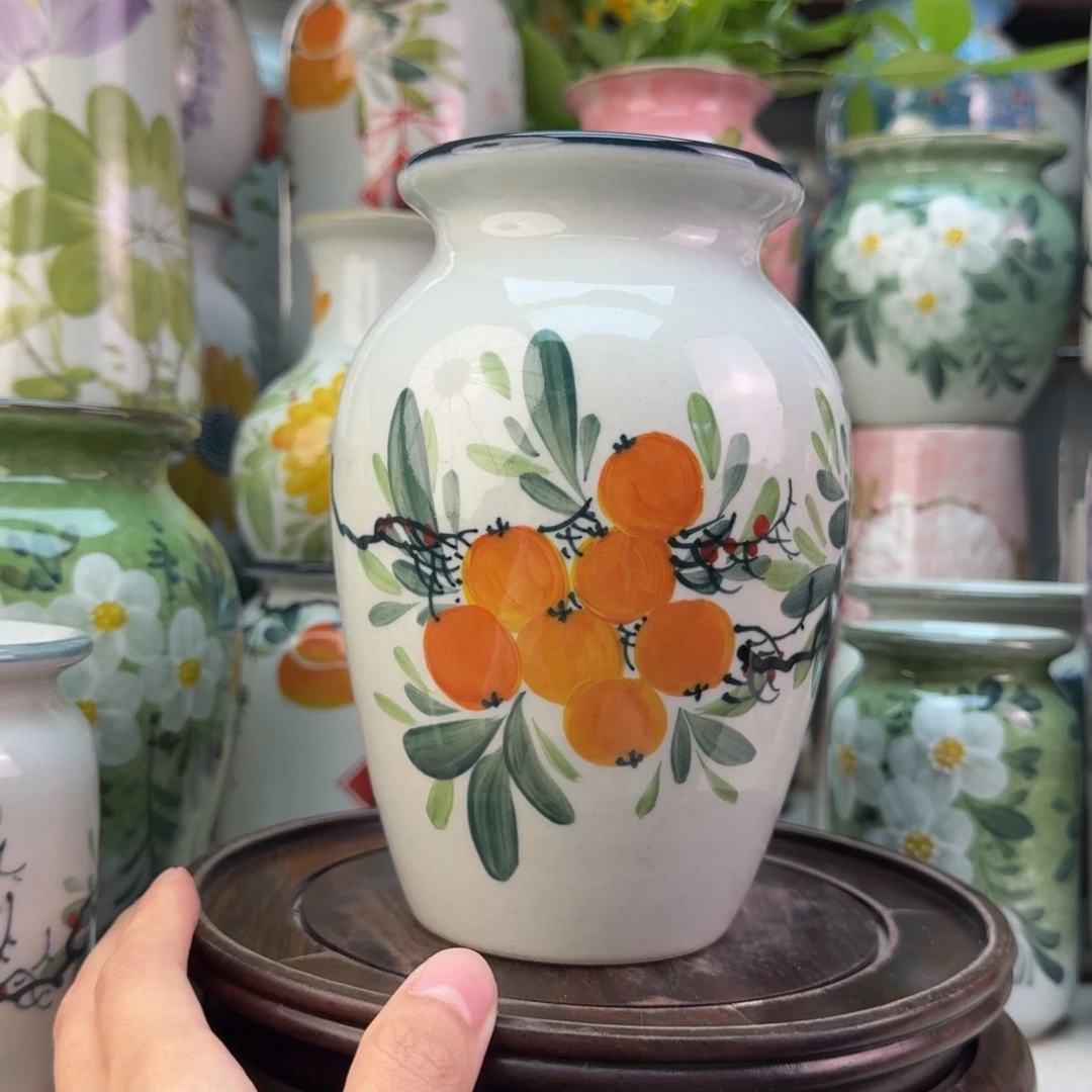 景德镇陶瓷手绘花瓶无孔