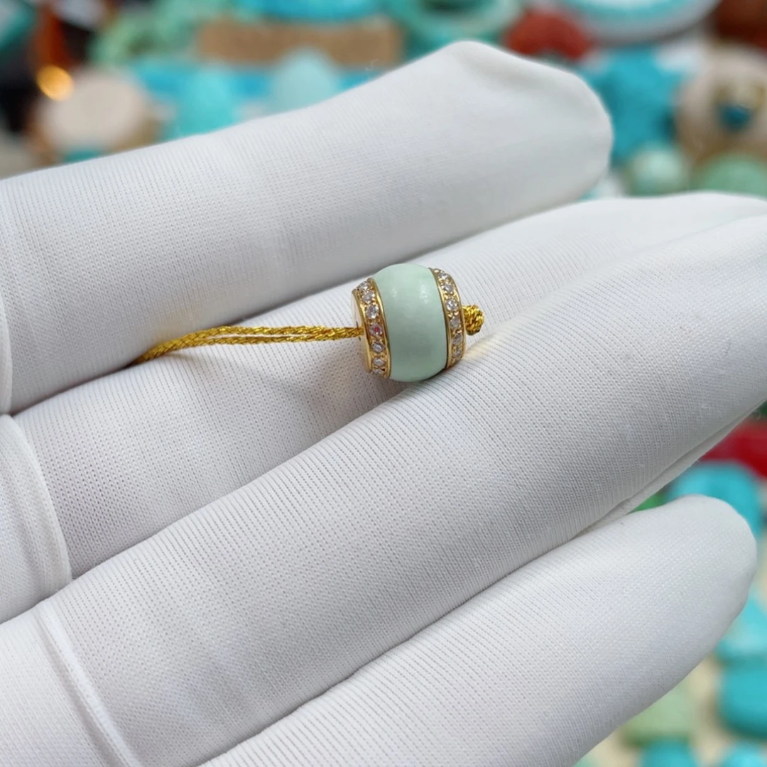 绿松石18K金镶嵌珠宝奇石