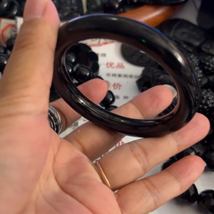 ****翡翠未镶嵌手镯墨翠56