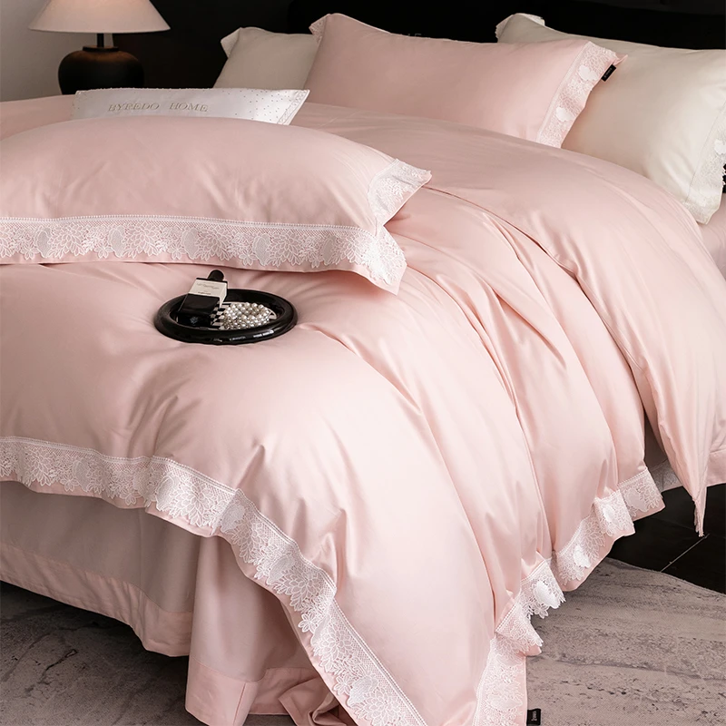 喜兹 米朵 全棉纯棉纯棉全棉花边四件套 轻奢风高级工艺床上用品