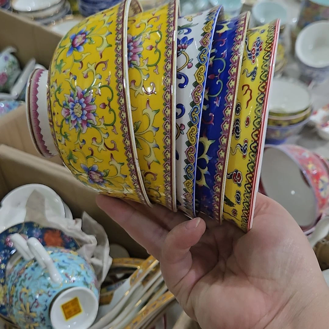 碗大瑕珐琅彩5寸5个面碗6666666