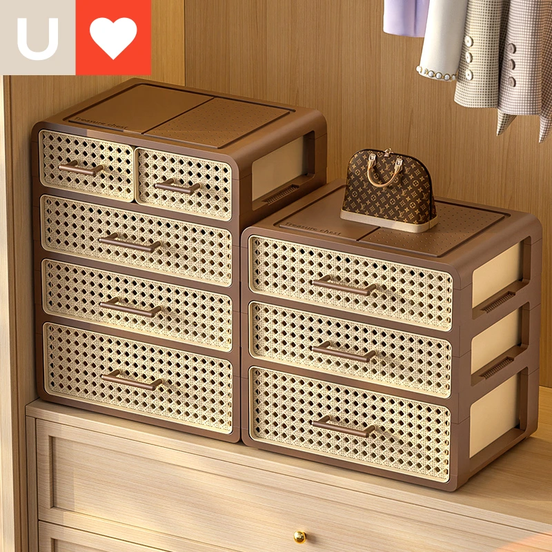 友耐中古风内衣内裤收纳盒家用三合一衣袜贴身分隔抽屉式衣柜整理