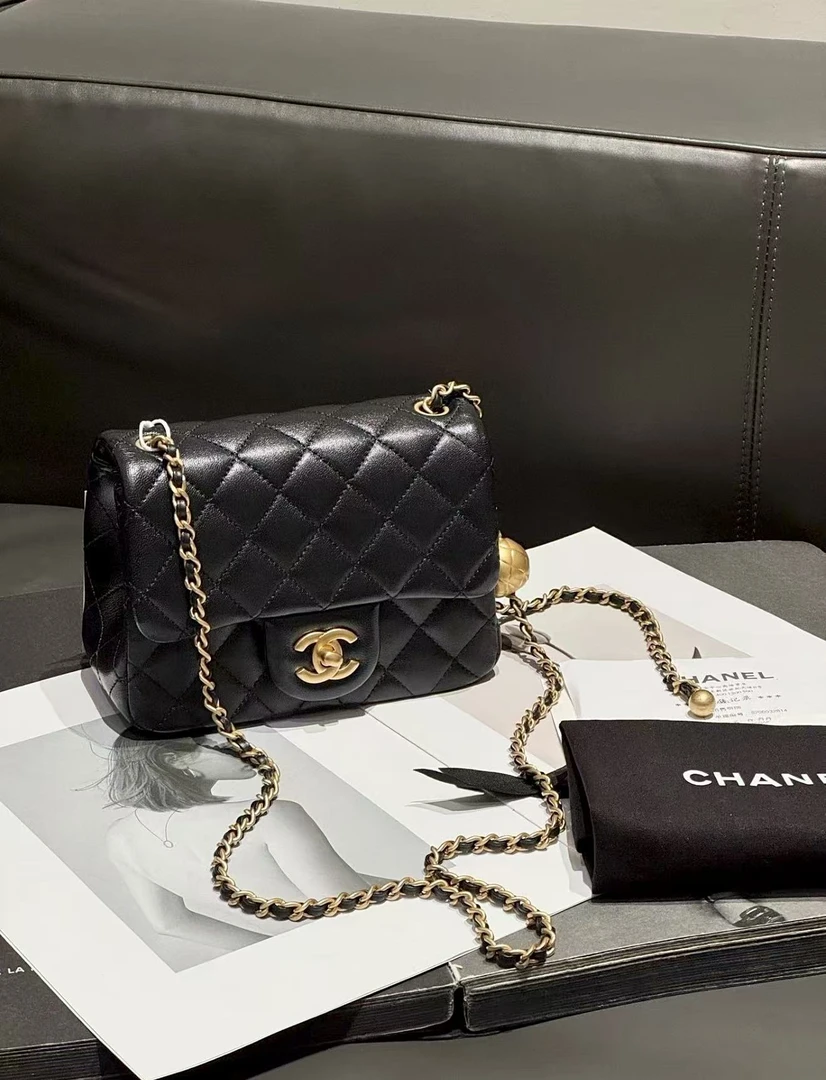 99新 Chanel/香奈儿 金球方胖子黑金羊单肩包/甄选